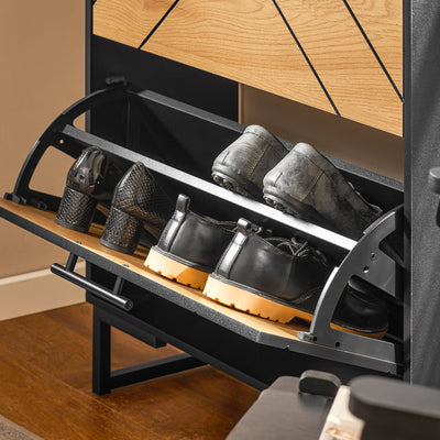 SoBuy FSR164-SCH, Shoe Cabinet Shoe Rack Shoe Storage Cupboard with 3 Flip-drawers, Black