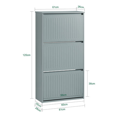 SoBuy FSR165-H-HG, 3 Flip-drawers Shoe Cabinet Shoe Rack Shoe Storage Cupboard, Grey