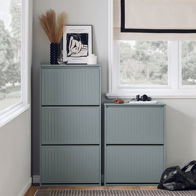 SoBuy FSR165-H-HG, 3 Flip-drawers Shoe Cabinet Shoe Rack Shoe Storage Cupboard, Grey