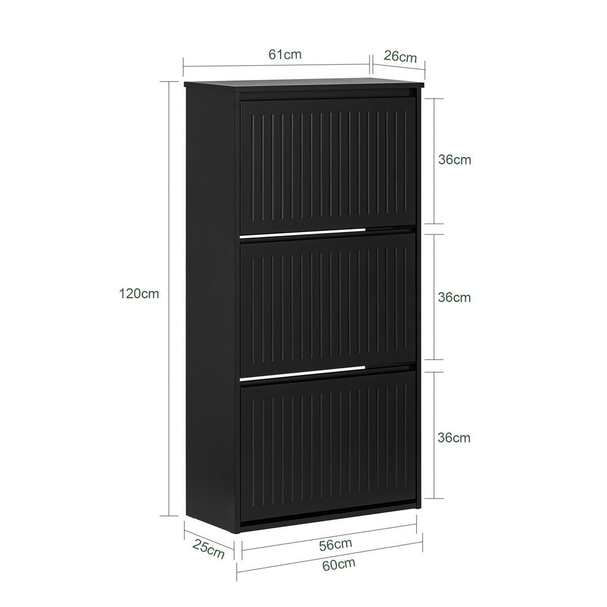 SoBuy FSR165-H-SCH, 3 Flip-drawers Shoe Cabinet Shoe Rack Shoe Storage Cupboard, Black