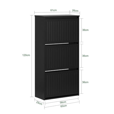 SoBuy FSR165-H-SCH, 3 Flip-drawers Shoe Cabinet Shoe Rack Shoe Storage Cupboard, Black