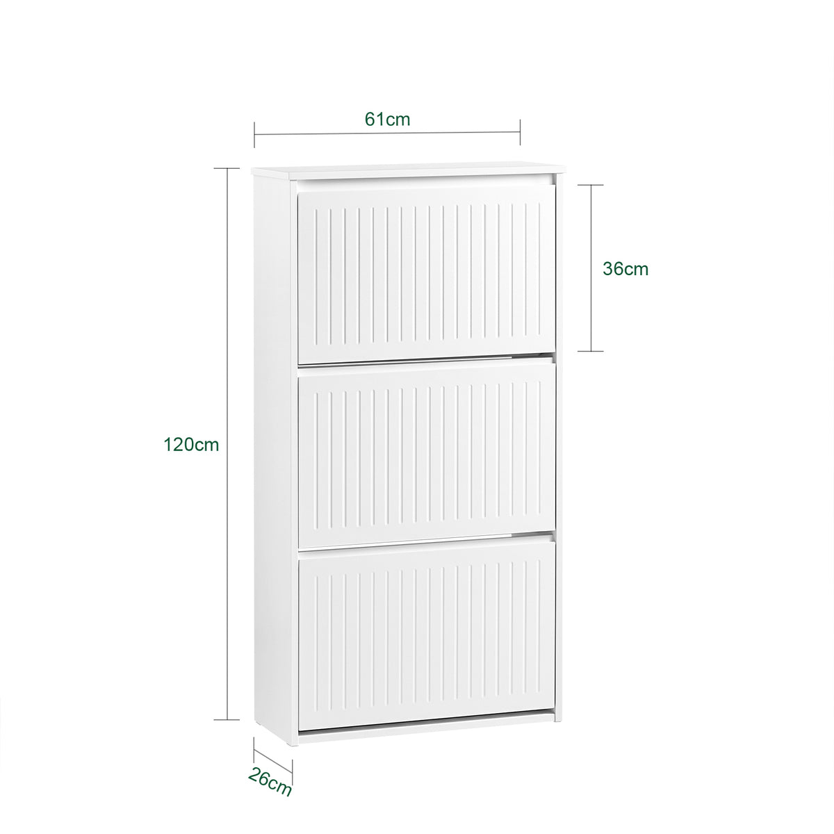 SoBuy FSR165-H-W, 3 Flip-drawers Shoe Cabinet Shoe Rack Shoe Storage Cupboard, White