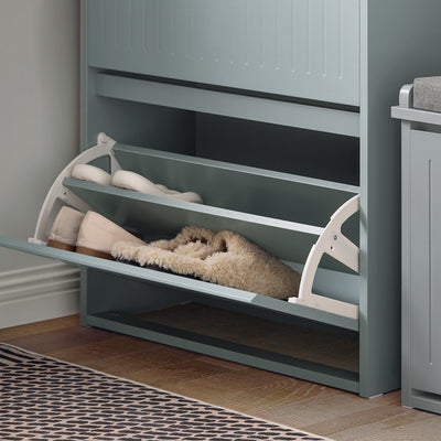 SoBuy FSR165-HG, 2 Flip-drawers 1 Pull Out Drawer Shoe Cabinet Shoe Rack Shoe Storage Cupboard, Grey
