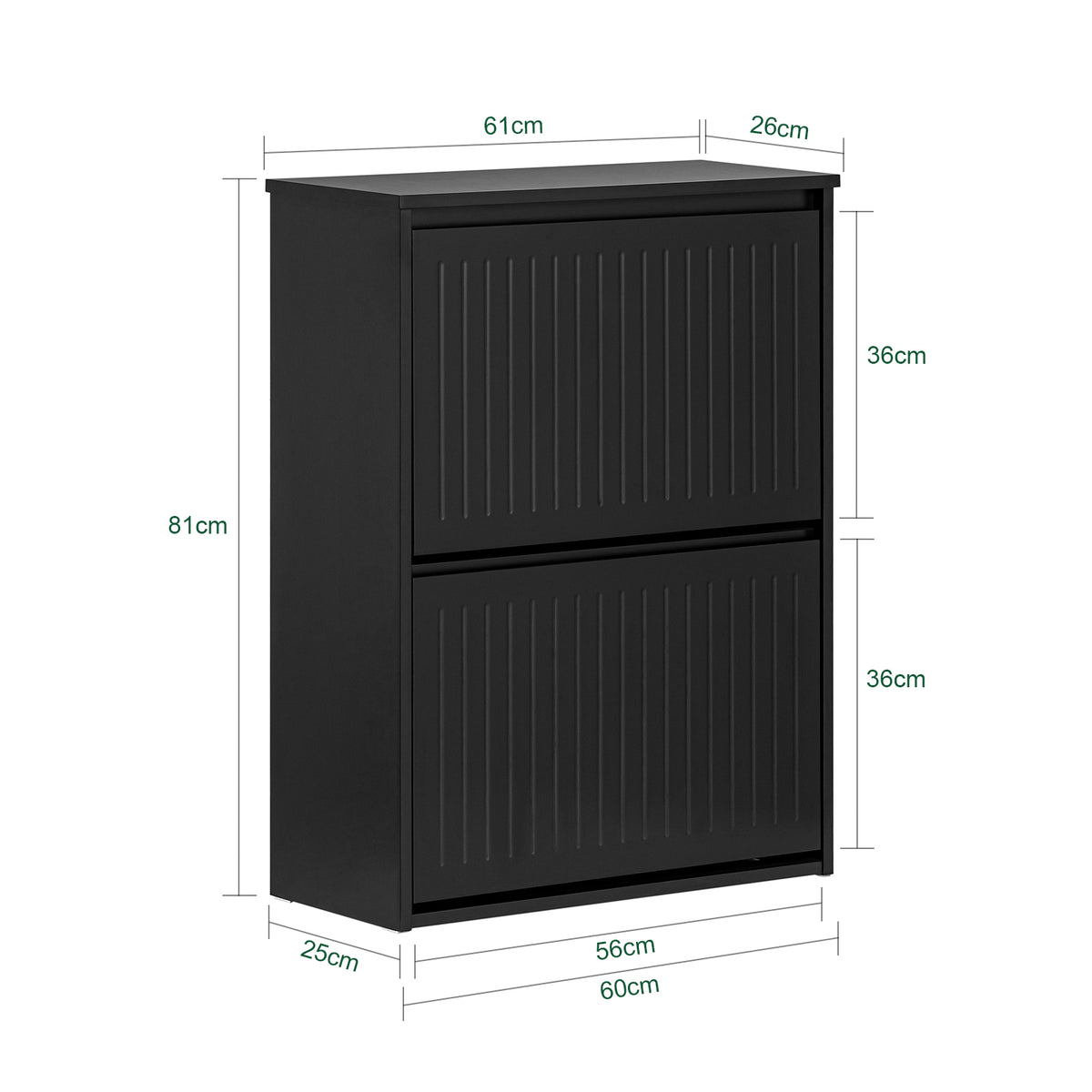 SoBuy FSR165-K-SCH, 2 Flip-drawers Shoe Cabinet Shoe Rack Shoe Storage Cupboard, Black