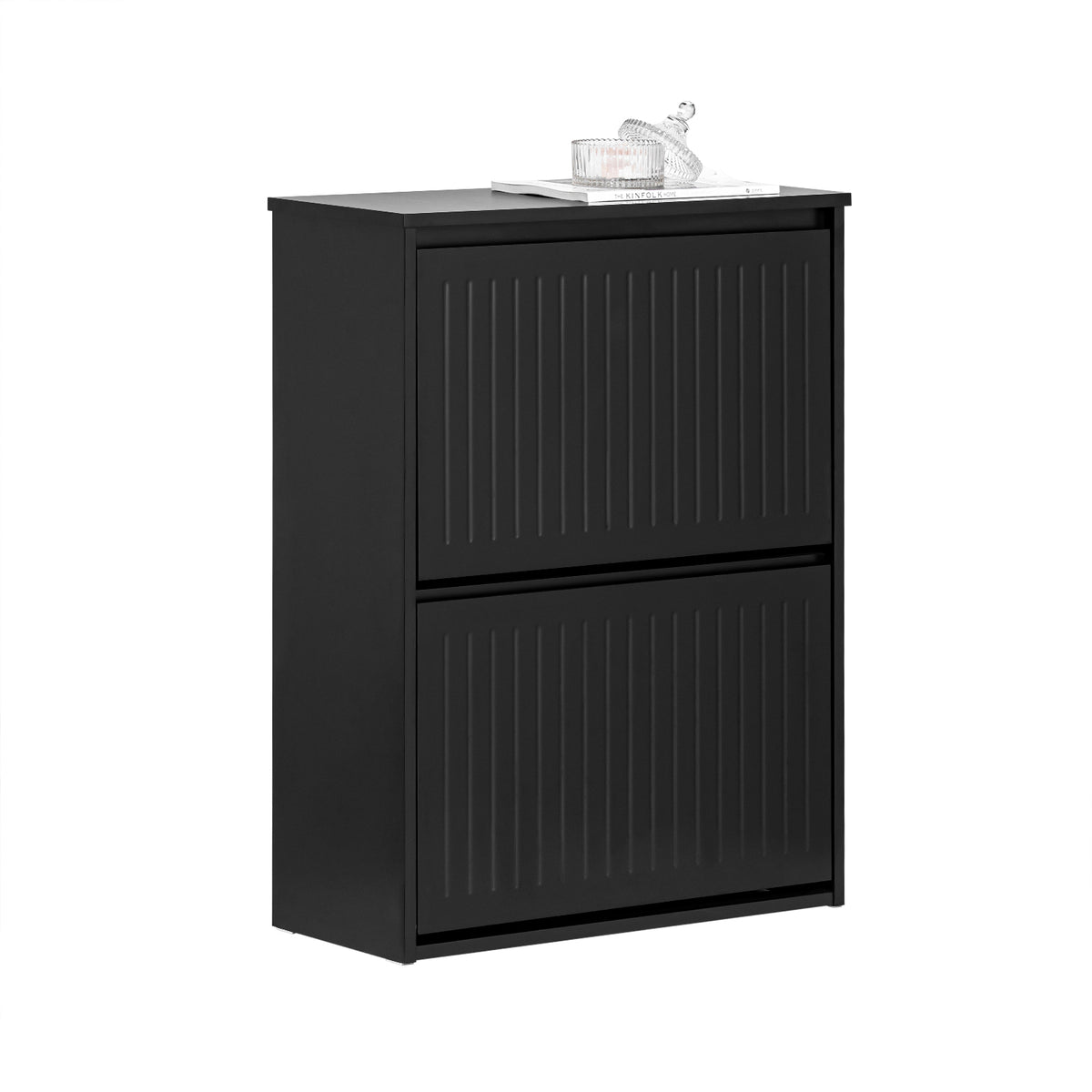 SoBuy FSR165-K-SCH, 2 Flip-drawers Shoe Cabinet Shoe Rack Shoe Storage Cupboard, Black
