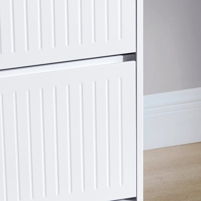SoBuy FSR165-K-W, 2 Flip-drawers Shoe Cabinet Shoe Rack Shoe Storage Cupboard, White