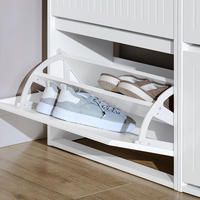 SoBuy FSR165-K-W, 2 Flip-drawers Shoe Cabinet Shoe Rack Shoe Storage Cupboard, White