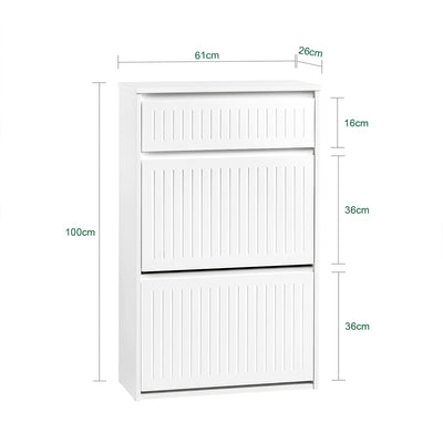 SoBuy FSR165-W shoe cabinet dimensions W61xD26xH100cm 30kg load capacity diagram