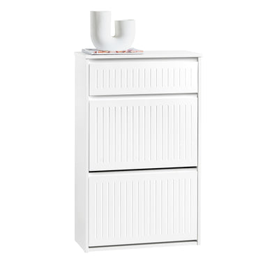 SoBuy FSR165-W white hallway shoe cabinet white background product shot