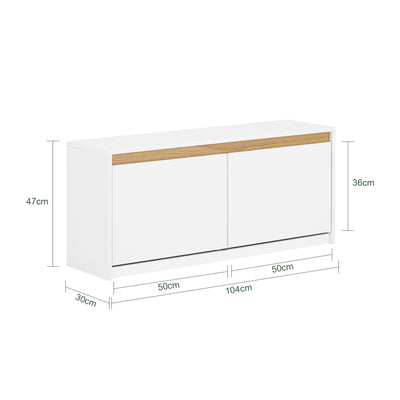 SoBuy FSR171-W, Hallway Shoe Bench Shoe Cabinet Shoe Rack with 2 Flip-drawers, White