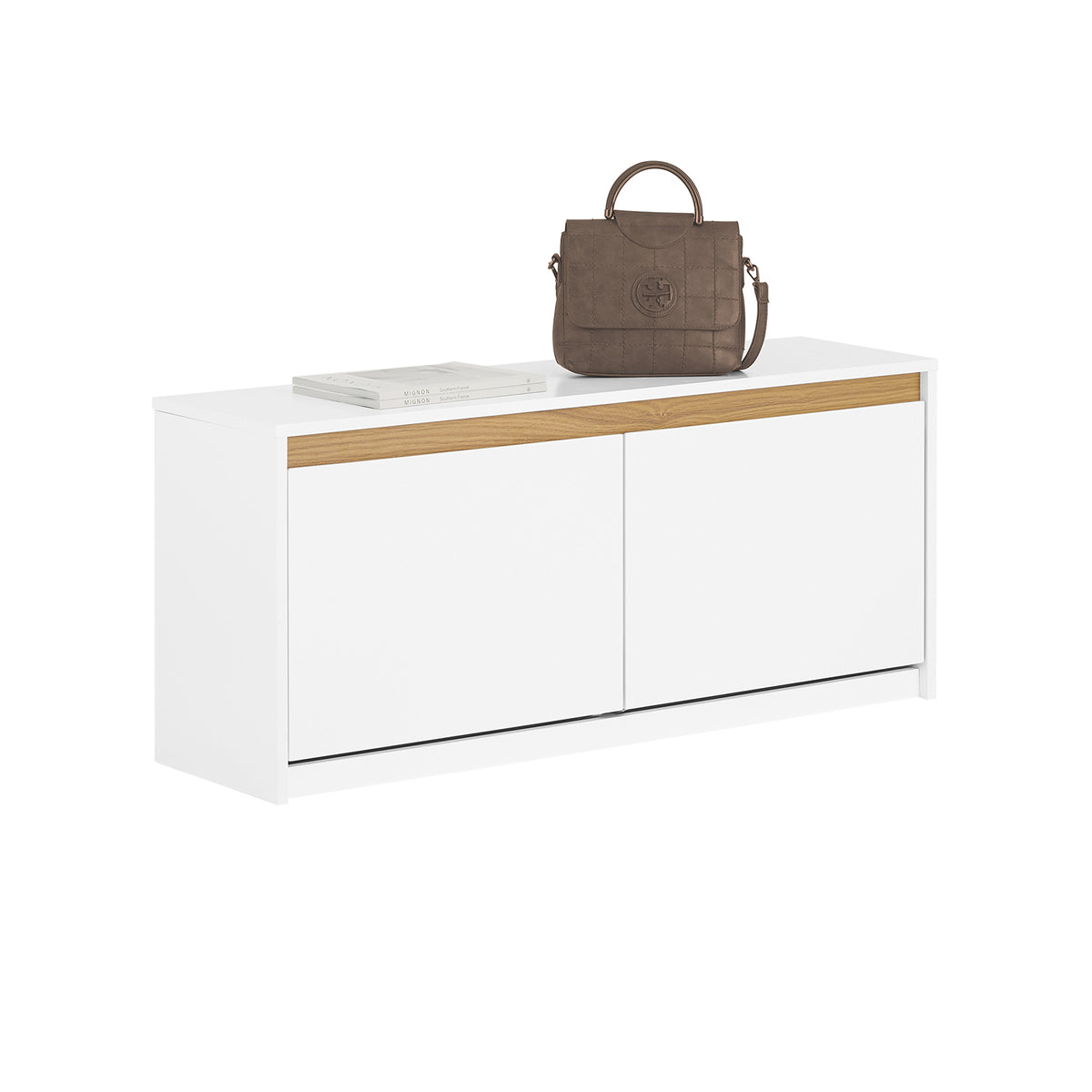 SoBuy FSR171-W, Hallway Shoe Bench Shoe Cabinet Shoe Rack with 2 Flip-drawers, White