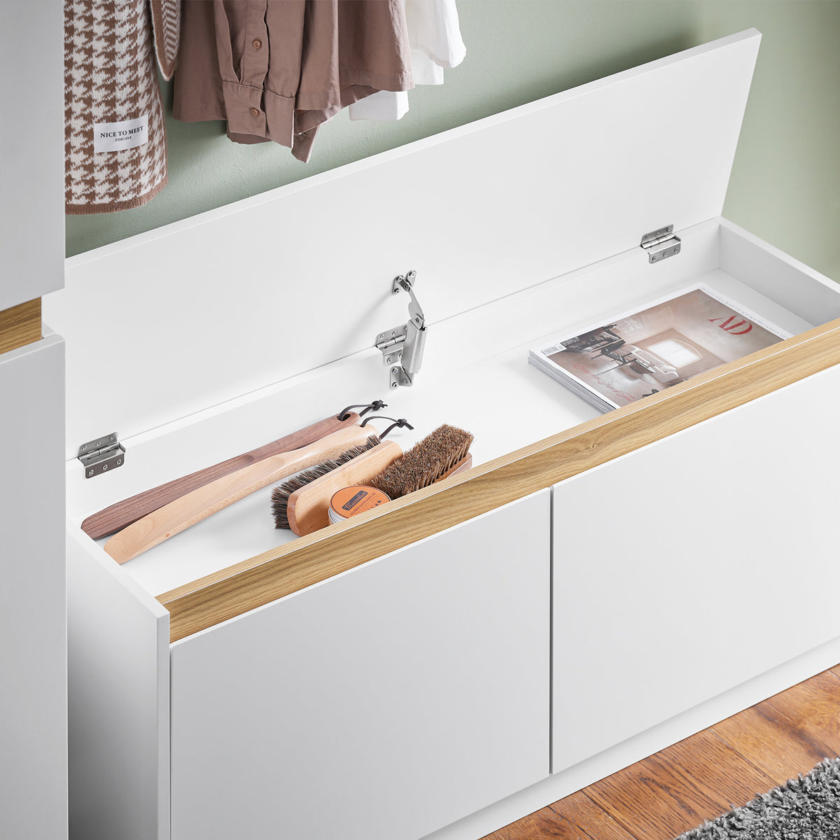 SoBuy FSR171-W, Hallway Shoe Bench Shoe Cabinet Shoe Rack with 2 Flip-drawers, White
