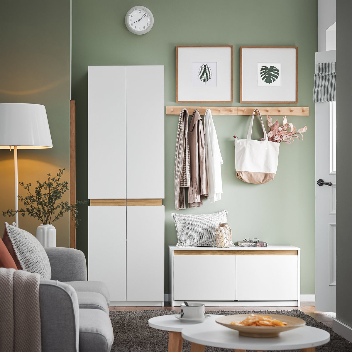 SoBuy FSR171-W, Hallway Shoe Bench Shoe Cabinet Shoe Rack with 2 Flip-drawers, White