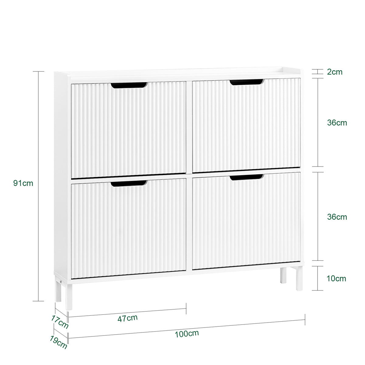 SoBuy FSR177-L-W Dimensions – W100 x D19 x H91cm, Ultra-Slim 19cm Depth with Anti-Tip Device