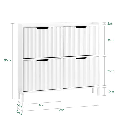 SoBuy FSR177-L-W Dimensions – W100 x D19 x H91cm, Ultra-Slim 19cm Depth with Anti-Tip Device