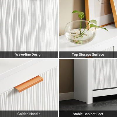 SoBuy FSR186-II-W, Shoe Rack Shoe Storage Cabinet - Slim Narrow 4 Flip Drawers Hallway Storage Unit with Stylish MDF - Easy Assembly with Metal Handles, 104x23x82cm White
