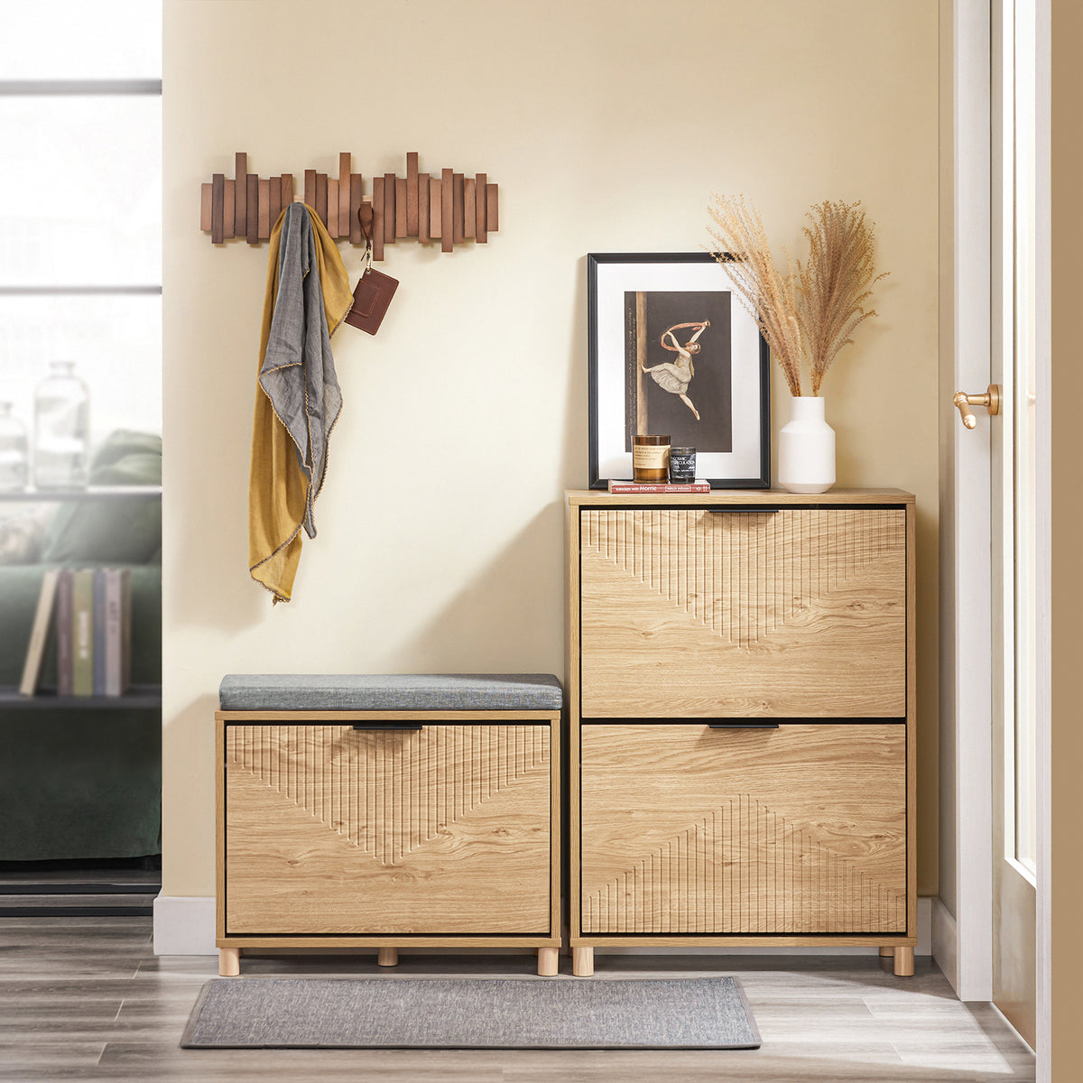 SoBuy FSR200-II-N Slim Shoe Cabinet Storage Hallway with Flip Doors