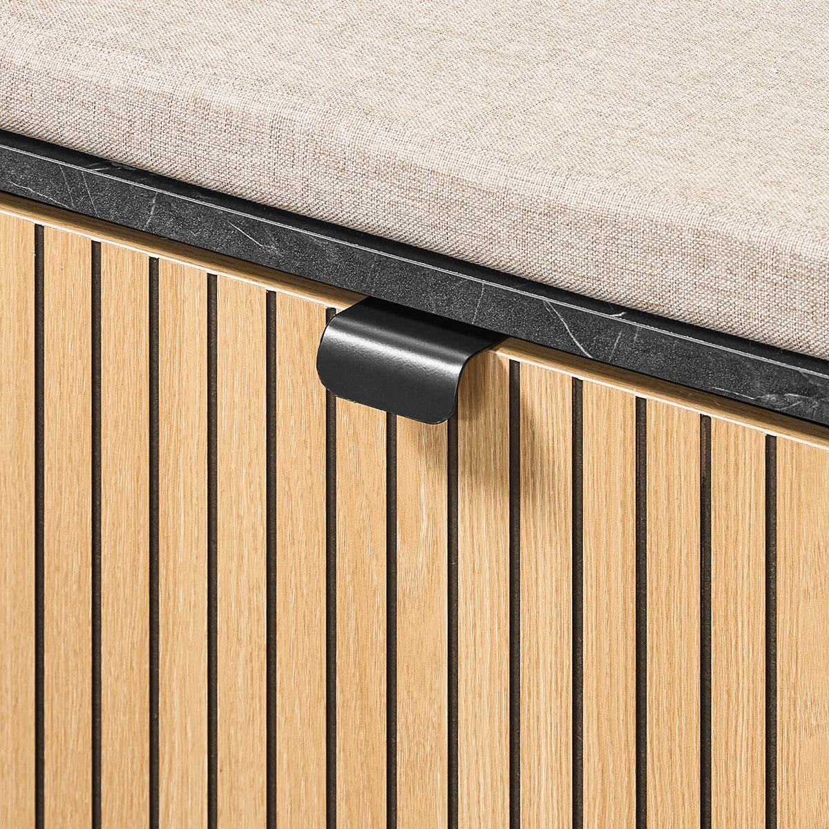 SoBuy FSR201-N, Shoe Storage Bench Shoe Rack Bench with Padded Seat – Flip-Drawer Wooden Hallway Bench for Entryway, 113kg Load, W60xD24xH50cm, Black Marble+Natural