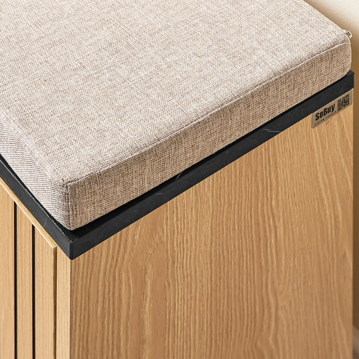 SoBuy FSR201-N, Shoe Storage Bench Shoe Rack Bench with Padded Seat – Flip-Drawer Wooden Hallway Bench for Entryway, 113kg Load, W60xD24xH50cm, Black Marble+Natural