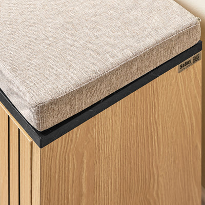 SoBuy FSR201-N, Shoe Storage Bench Shoe Rack Bench with Padded Seat – Flip-Drawer Wooden Hallway Bench for Entryway, 113kg Load, W60xD24xH50cm, Black Marble+Natural