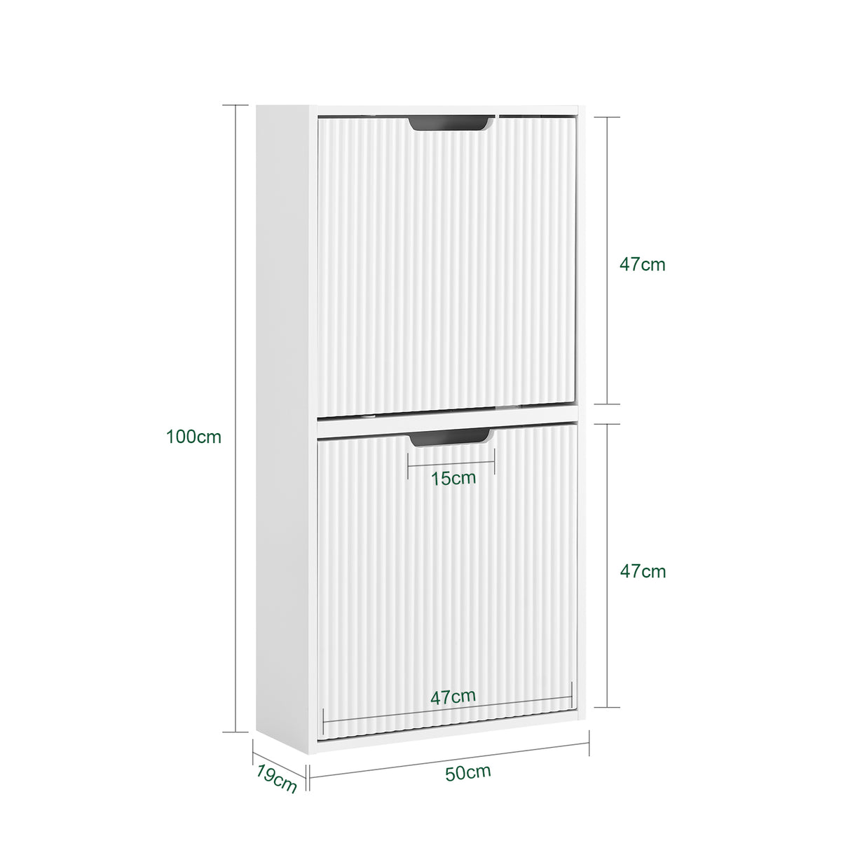SoBuy FSR204-W shoe cabinet dimensions W50 D19 H100cm 35kg load capacity diagram