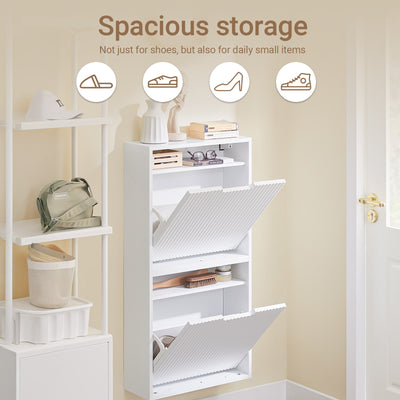 SoBuy FSR204-W white slim shoe cabinet functional overview vertical mounting hallway