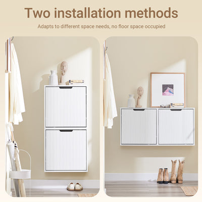 FSR204-W white shoe cabinet horizontal mounting option versatile entryway storage