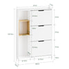 SoBuy FSR209-WN, Narrow Shoe Cabinet Shoe Storage Cabinet - Slim Design for 9 Pairs of Shoes, Bamboo and White MDF, Space-Saving - Ideal for Small Spaces, Hallways, 90cm x 19cm x 129.5cm
