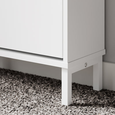 SoBuy FSR209-WN, Narrow Shoe Cabinet Shoe Storage Cabinet - Slim Design for 9 Pairs of Shoes, Bamboo and White MDF, Space-Saving - Ideal for Small Spaces, Hallways, 90cm x 19cm x 129.5cm