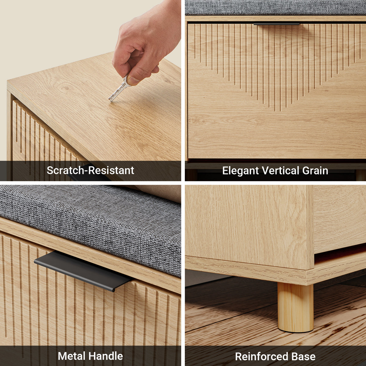 SoBuy FSR211-N, Narrow Shoe Storage Bench with 2 Flip Drawers, Hallway Bench with Cushion for Small Spaces, Wooden, 100×24×50 cm
