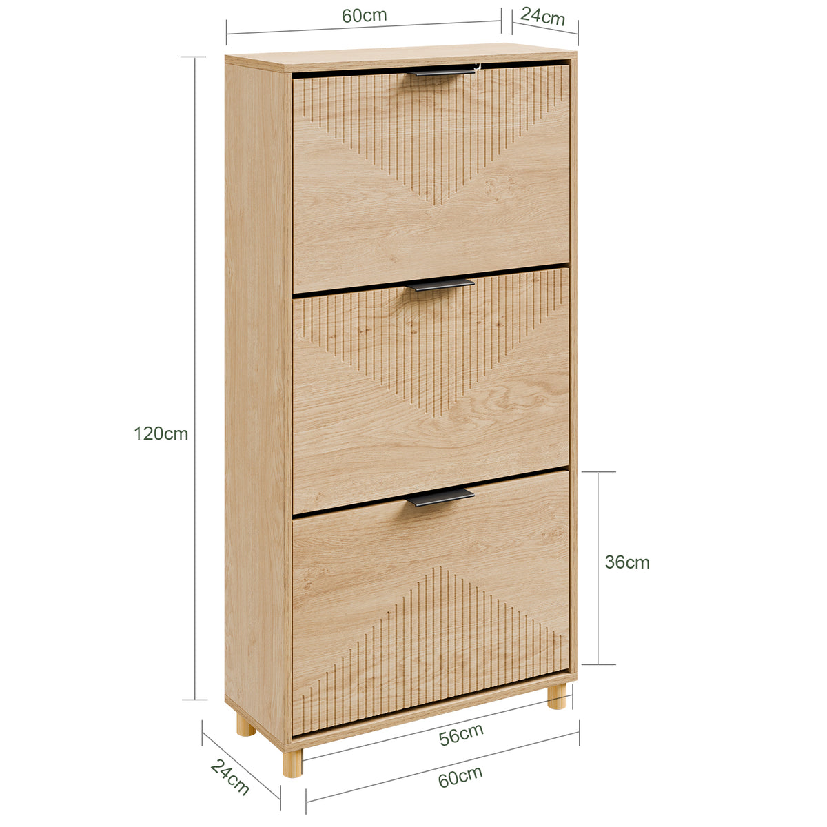 Pre-sale SoBuy FSR213-N, Slim Wooden Shoe Storage Cabinet, Narrow 24cm Shoe Cabinet with 3 Flip Drawers for Hallway, 60×24×120 cm, Fits up to EU 47