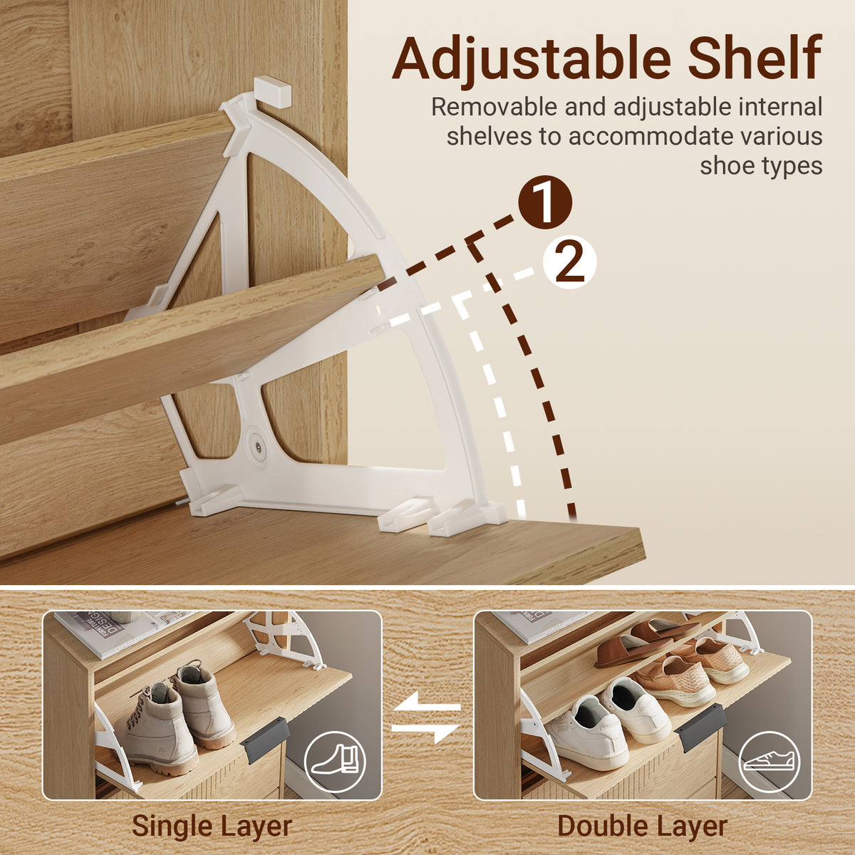 Pre-sale SoBuy FSR213-N, Slim Wooden Shoe Storage Cabinet, Narrow 24cm Shoe Cabinet with 3 Flip Drawers for Hallway, 60×24×120 cm, Fits up to EU 47
