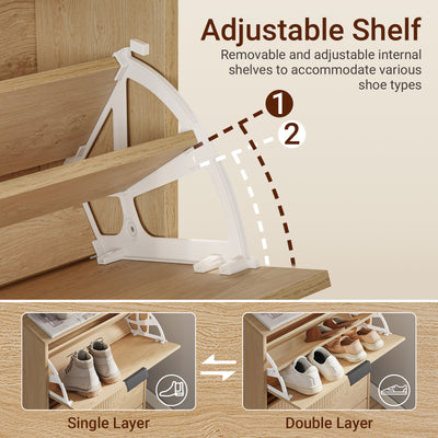 Pre-sale SoBuy FSR213-N, Slim Wooden Shoe Storage Cabinet, Narrow 24cm Shoe Cabinet with 3 Flip Drawers for Hallway, 60×24×120 cm, Fits up to EU 47