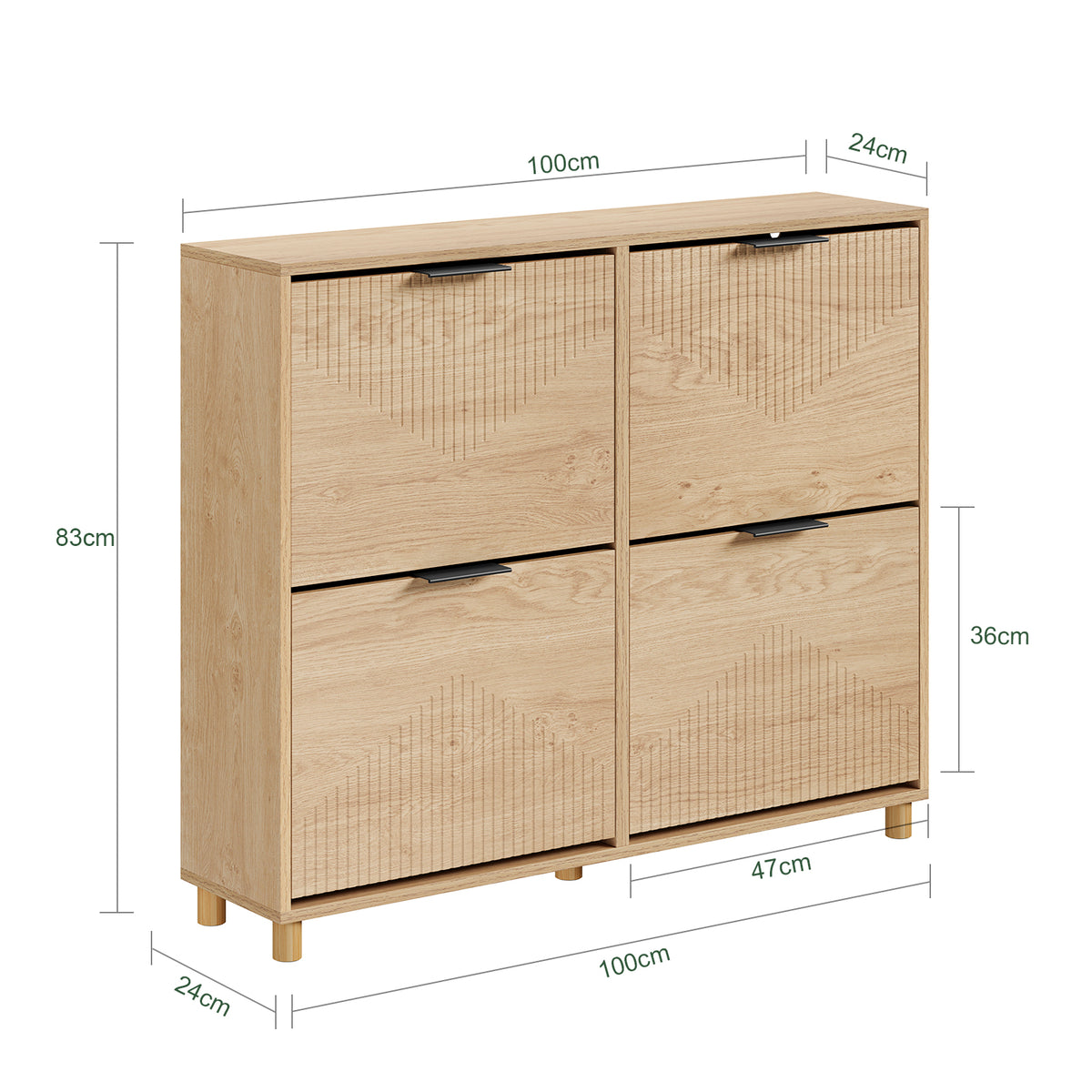 SoBuy FSR214-N, Large Shoe Storage Cabinet with 4 Flip Drawers, Wooden Slim Shoe Cupboard, Fits up to EU 47, 100×24×83 cm