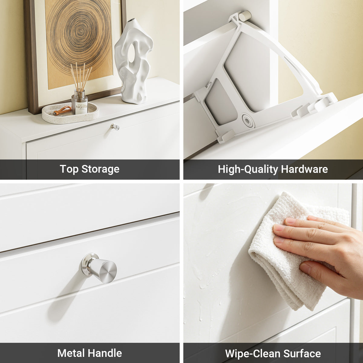 Pre-sale SoBuy FSR215-W, Slim 19cm Shoe Storage Cabinet with 3 Flip Drawers, Fits up to EU 47, White, 76x18x113 cm