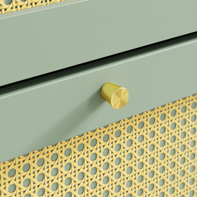 SoBuy FSR222-GR, Slim Shoe Cabinet with 3 Doors & Rattan Panels, Green, 62x25x121.5cm - view 10