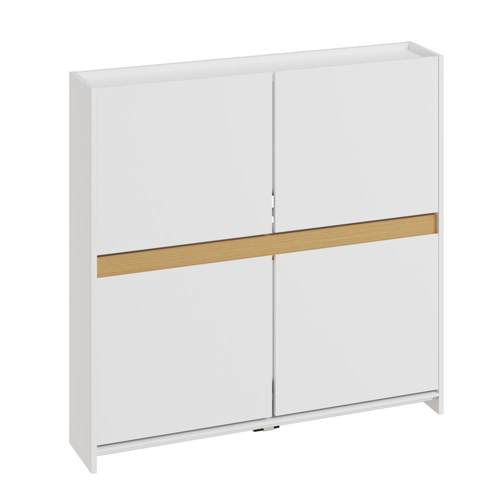SoBuy FSR225-E-W, Slim Shoe Cabinet with 4 Flip-Down Doors & Open Top Shelf, White, 103x19x99.5cm - view 1