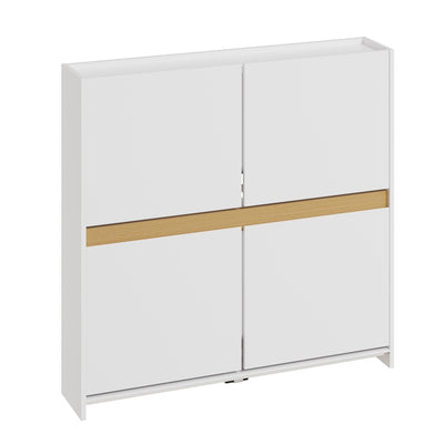 SoBuy FSR225-E-W, Slim Shoe Cabinet with 4 Flip-Down Doors & Open Top Shelf, White, 103x19x99.5cm - view 1