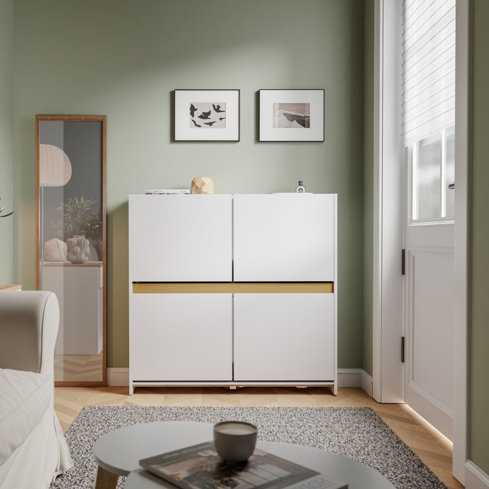 SoBuy FSR225-E-W, Slim Shoe Cabinet with 4 Flip-Down Doors & Open Top Shelf, White, 103x19x99.5cm - view 12