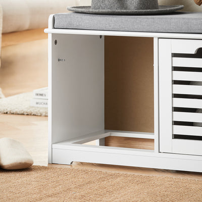 SoBuy FSR23-K-W, White Storage Bench with 2 Drawers & Removable Seat Cushion, Shoe Cabinet Shoe Bench, White