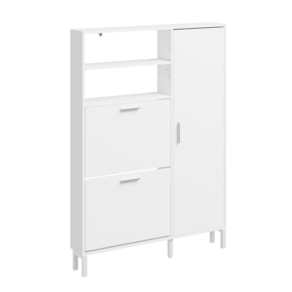 SoBuy FSR230-W, High Gloss Shoe Cabinet with Doors, Holds 10 Pairs, Narrow Hallway Storage, White, 83x14x117.5cm - view 1