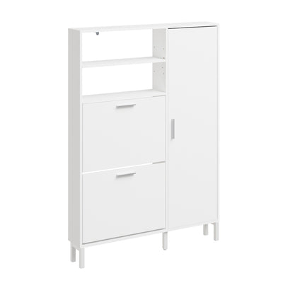 SoBuy FSR230-W, High Gloss Shoe Cabinet with Doors, Holds 10 Pairs, Narrow Hallway Storage, White, 83x14x117.5cm - view 1