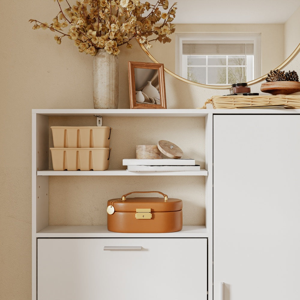 SoBuy FSR230-W, High Gloss Shoe Cabinet with Doors, Holds 10 Pairs, Narrow Hallway Storage, White, 83x14x117.5cm - view 5