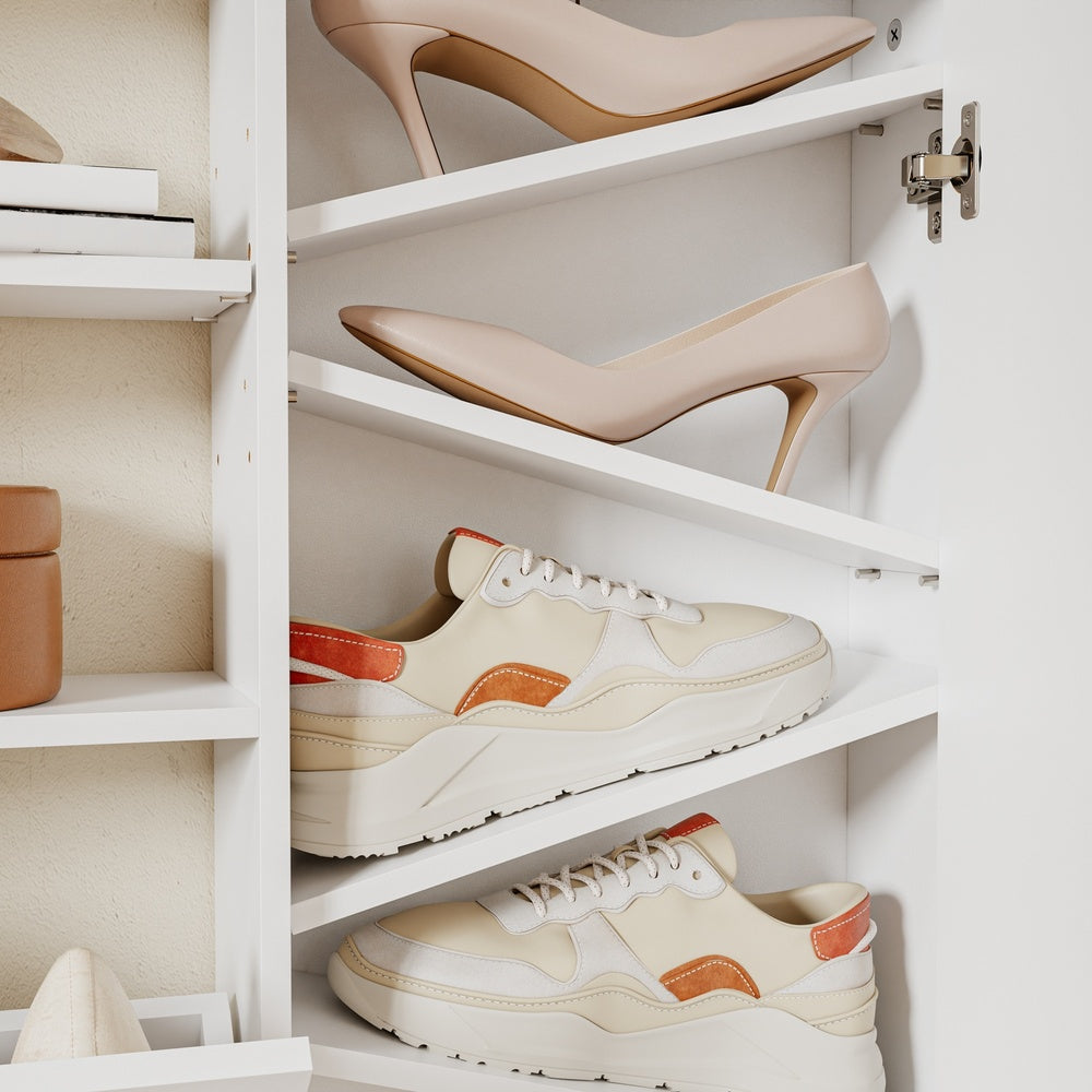 SoBuy FSR230-W, High Gloss Shoe Cabinet with Doors, Holds 10 Pairs, Narrow Hallway Storage, White, 83x14x117.5cm - view 7