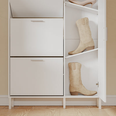 SoBuy FSR230-W, High Gloss Shoe Cabinet with Doors, Holds 10 Pairs, Narrow Hallway Storage, White, 83x14x117.5cm - view 8