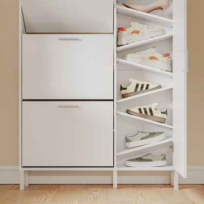 SoBuy FSR230-W, High Gloss Shoe Cabinet with Doors, Holds 10 Pairs, Narrow Hallway Storage, White, 83x14x117.5cm - view 9