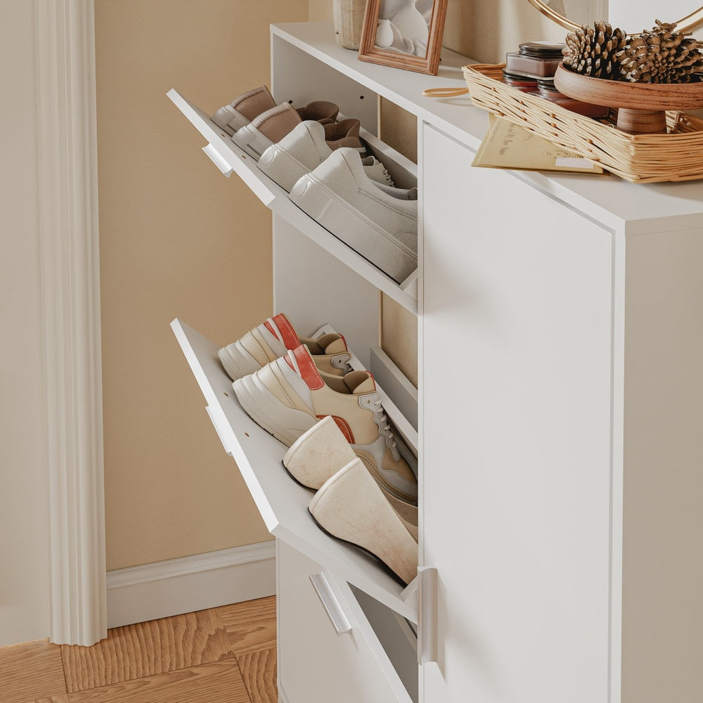 SoBuy FSR230-W, High Gloss Shoe Cabinet with Doors, Holds 10 Pairs, Narrow Hallway Storage, White, 83x14x117.5cm - view 10