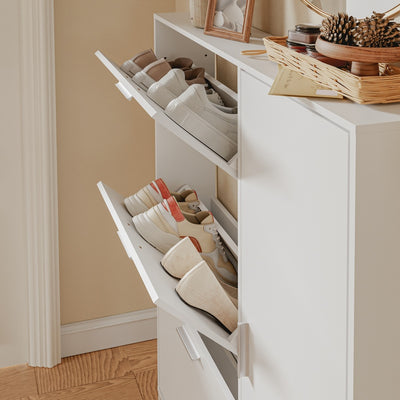 SoBuy FSR230-W, High Gloss Shoe Cabinet with Doors, Holds 10 Pairs, Narrow Hallway Storage, White, 83x14x117.5cm - view 10