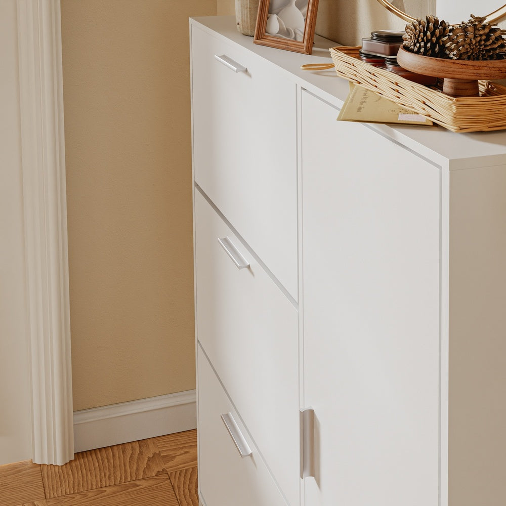 SoBuy FSR230-W, High Gloss Shoe Cabinet with Doors, Holds 10 Pairs, Narrow Hallway Storage, White, 83x14x117.5cm - view 11