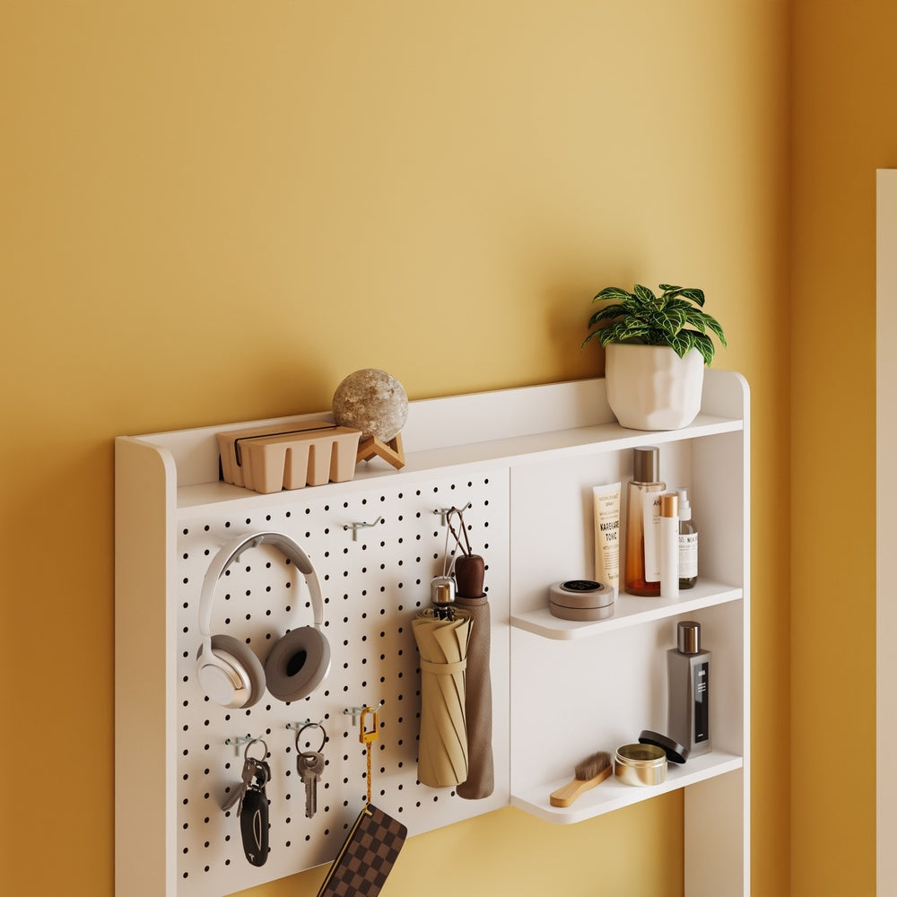 SoBuy FSR232-W, Tall Narrow Shoe Cabinet with 3 Flip Drawers, 8 Shelves & 6 Hooks, White, 83x14x197cm - view 5